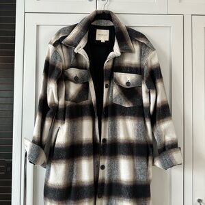 Plaid Black and White Women's Shacket